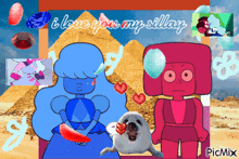a collage of cartoon characters with the words i love you my sillay on top