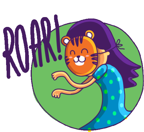Girl Wearing Tiger Mask Sticker - I3india Roar Tiger Mask Stickers