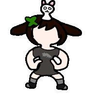 a drawing of a girl with a bunny on her head