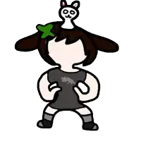 a drawing of a girl with a bunny on her head