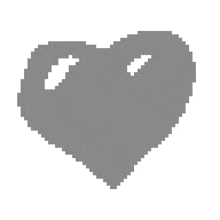 a pixel art illustration of a gray heart with a hole in the middle .