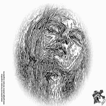 a black and white drawing of a woman 's face with the year 2022 at the top