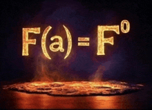 f ( a ) = f ° is written in glowing letters on a lava surface
