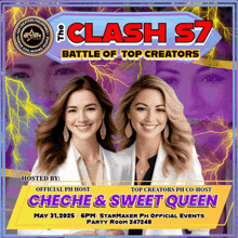 the clash s7 battle of top creators is hosted by cheche & sweet queen