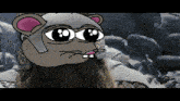 a cartoon of a mouse wearing a helmet with a beard