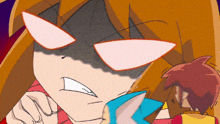 a close up of a cartoon character with a very angry look on his face
