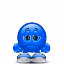 a blue smiley face has a speech bubble that says miss u