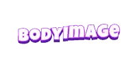 a purple and white logo for body image