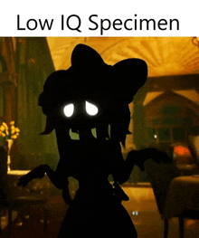 a silhouette of a person with the words low iq specimen below