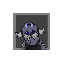 a drawing of a raccoon with horns and a number 3 on his chest