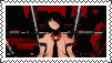 a picture of a girl in a cage with a red background .
