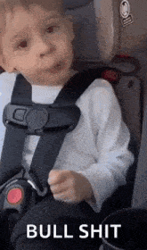 a young boy is sitting in a car seat .