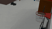 a cartoon character is dunking a ball into a hoop