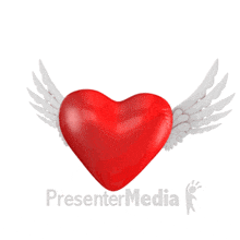 a red heart with white wings is from presenter media