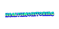 a logo for health monitoring is displayed in a cartoon style