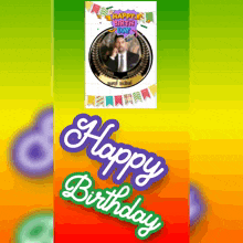 a happy birthday card with a picture of a man in a suit and tie