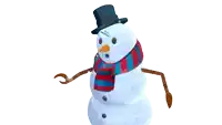 a snowman with a top hat and scarf