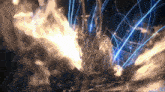 a computer generated image of a dragon with a blue light behind it