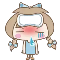 a cartoon girl with a bandage on her head and a tear running down her face