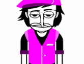 a cartoon of a man in a pink hat