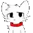 a black and white drawing of a cat with a red mouth and a red bow tie .