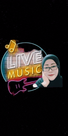 a welcome to room live music sign with a woman behind it