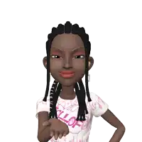 a girl wearing a hello kitty shirt is surrounded by red heart shaped lips