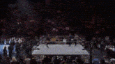 a wrestling ring with a crowd watching and a sign that says smack down on it