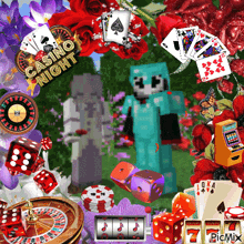 a collage of casino related items including a slot machine