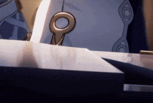 a cartoon character is holding a pair of scissors with an o on it