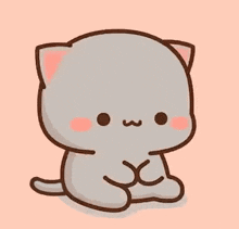 a cute cartoon cat is sitting on a pink surface .