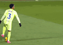 a soccer player with the number 3 on their jersey