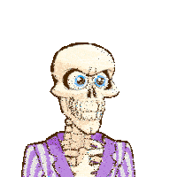 a skeleton holding a teddy bear and a toothbrush