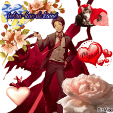 a picture of a man holding a gun and a heart that says my heart on it