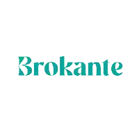 the word brokante is written in purple letters on a white background