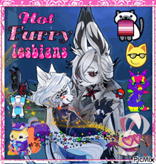 a picture of a furry couple with the words hot furry lesbians on the bottom