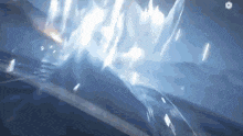 a close up of a person 's face in a video game with a blue background .