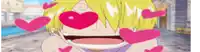 a cartoon character with hearts coming out of his eyes is smiling .