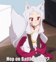 a picture of a fox girl with the words hop on battlefront 2