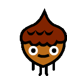 a cartoon drawing of a chestnut with a face on it .