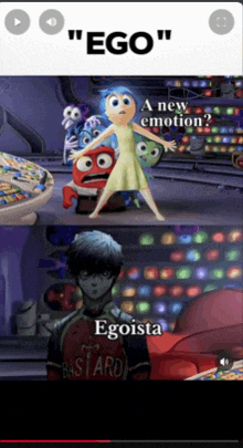 a screenshot of a video that says ego a new emotion