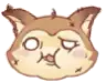 a cartoon drawing of a squirrel 's face with a sad expression .