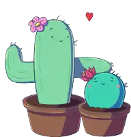 a cartoon cactus with a flower and a heart on its head