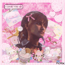 a picture of a girl with a speech bubble saying " i love you "