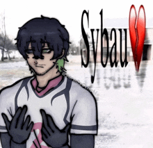 a drawing of a man with the word sybau written on it