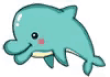 a cartoon dolphin with a big nose is smiling and swimming in the ocean .