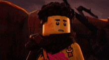 a lego figure with a scarf around his neck and a shoulder strap