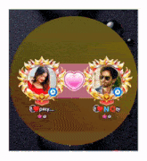 a picture of a man and a woman in a circle with a heart in the middle of them