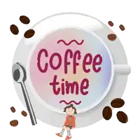 a cup of coffee with the words " coffee time " written on it