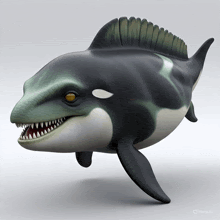 a 3d rendering of a killer whale with a shark head